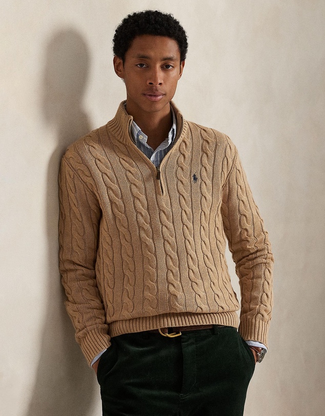 Polo Ralph Lauren - Cable-Knit Cotton Quarter-Zip Sweater