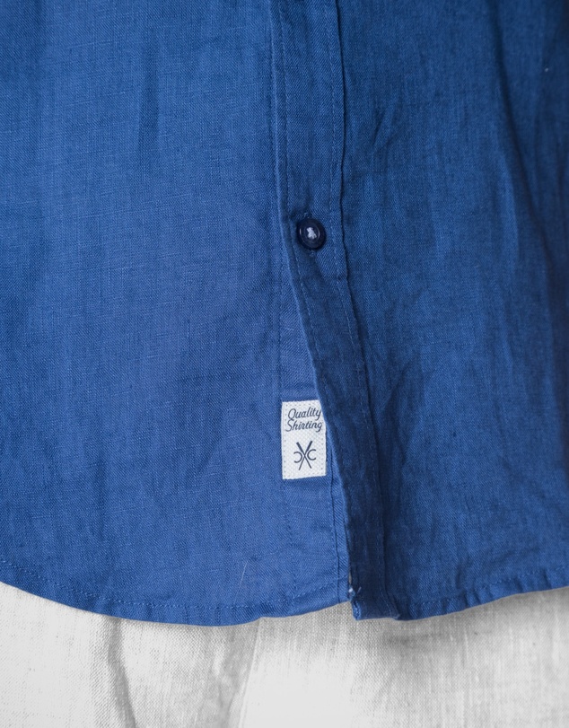 Coast Clothing - Long Sleeve Linen Shirt: Indigo Blue