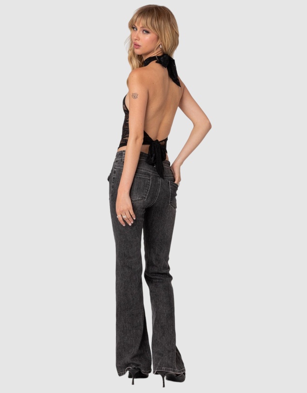 EDIKTED - Alena High Neck Sheer Lace Top
