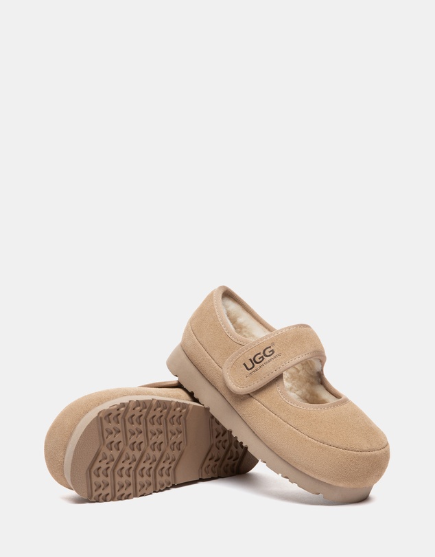 EVERAU - Australian Shepherd Ugg Millie Kids Cow Suede Upper Loafer Oxfords Flats