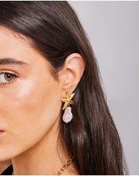 Zoe Olivia - Waterproof Starfish and Pearl Drop Stud Earrings