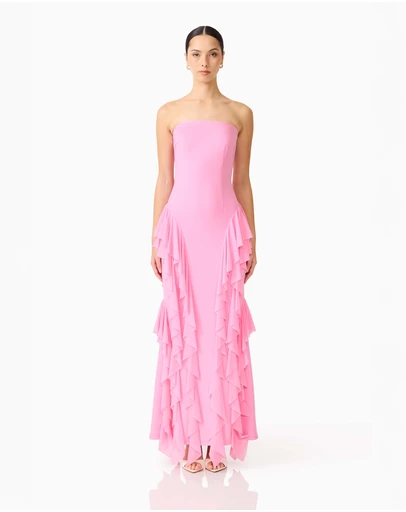 Elliatt - Amelina Strapless Ruffle Gown In Pink