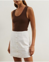 Atmos&Here - Isla Linen Blend Button Up Mini Skirt