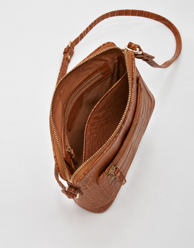 Cobb & Co - Kingsley Croc Leather RFID Safe Crossbody