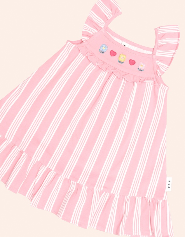 Huxbaby - Floral Emb Stripe Dress - Babies-Teens