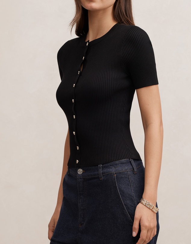 Forever New - Sophie Button Through Ribbed T-shirt