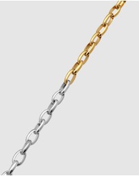 Kuzzoi - ICONIC EXCLUSIVE - Necklace Male Round Chain 925 Sterling Silver Bicolor