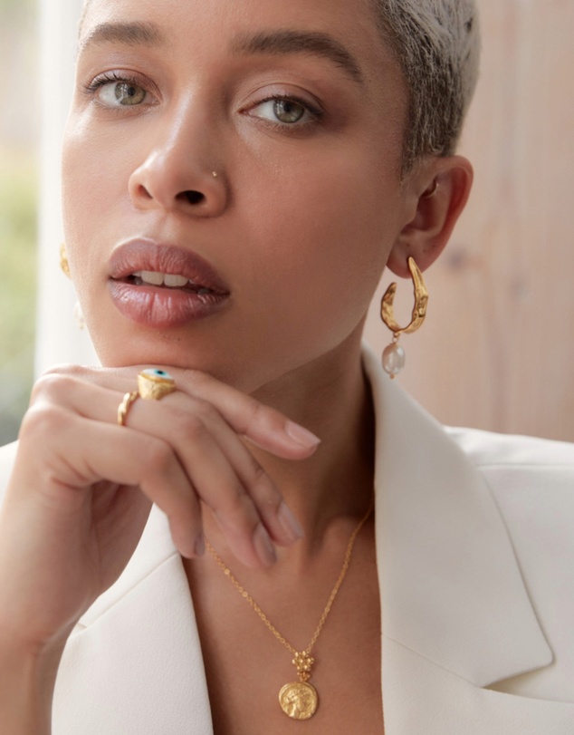 Ottoman Hands - Judy Pearl Statement Hoop Earrings
