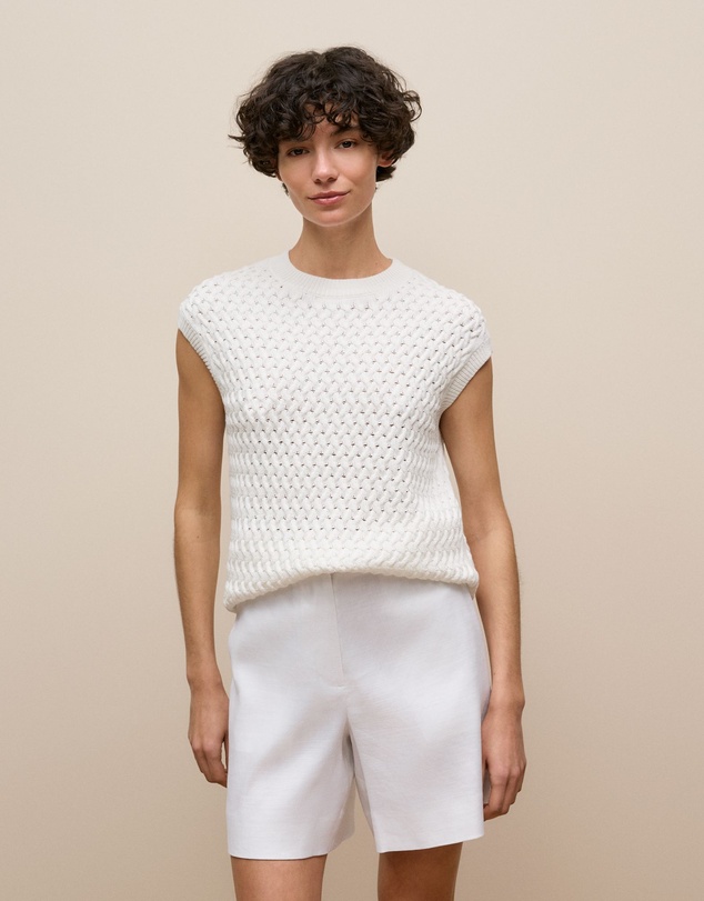 Trenery - Cotton Knit Sleeveless Tunic in White