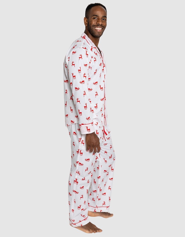 Sant And Abel - Men's Reindeer Red Long PJ Set