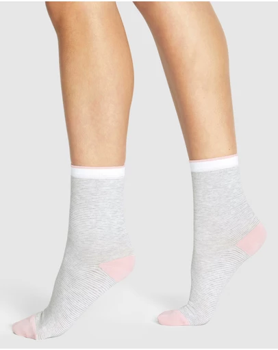 Levante - 3 Pack Lina Fine Stripe Crew Sock