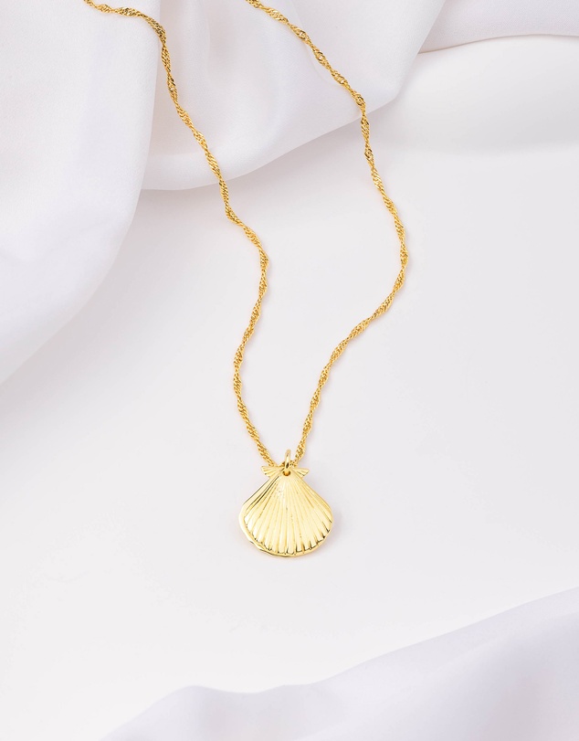 Wanderlust + Co - Seashell Gold Locket Necklace