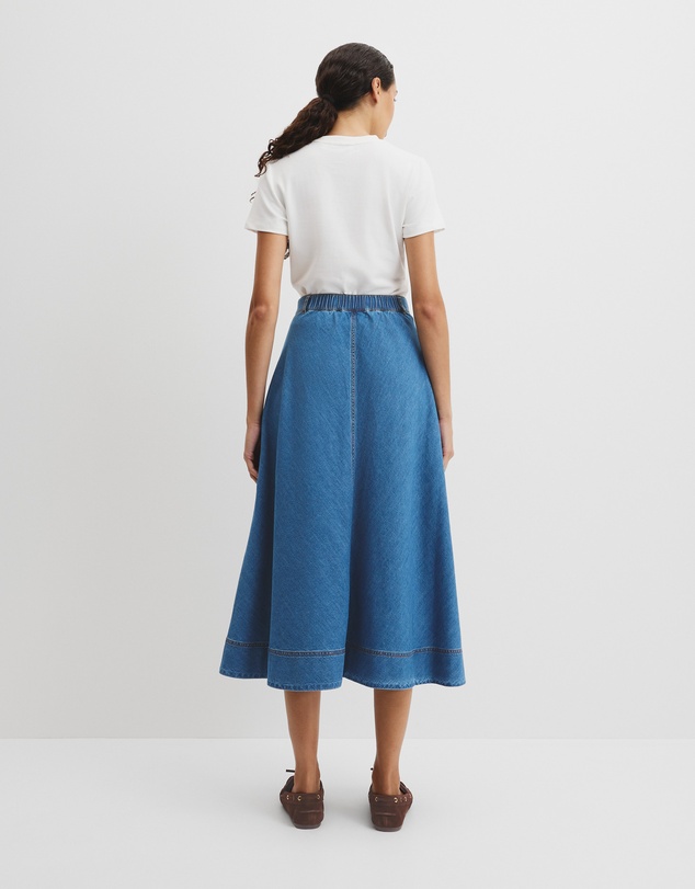 Country Road - Lightweight Denim Midi Skirt