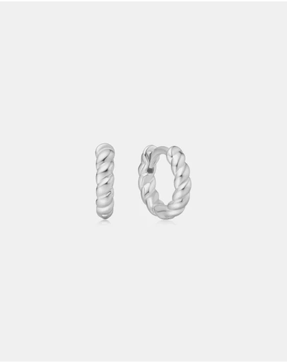 Ania Haie - Ania Haie Silver Texture Small Huggie Hoop Earrings