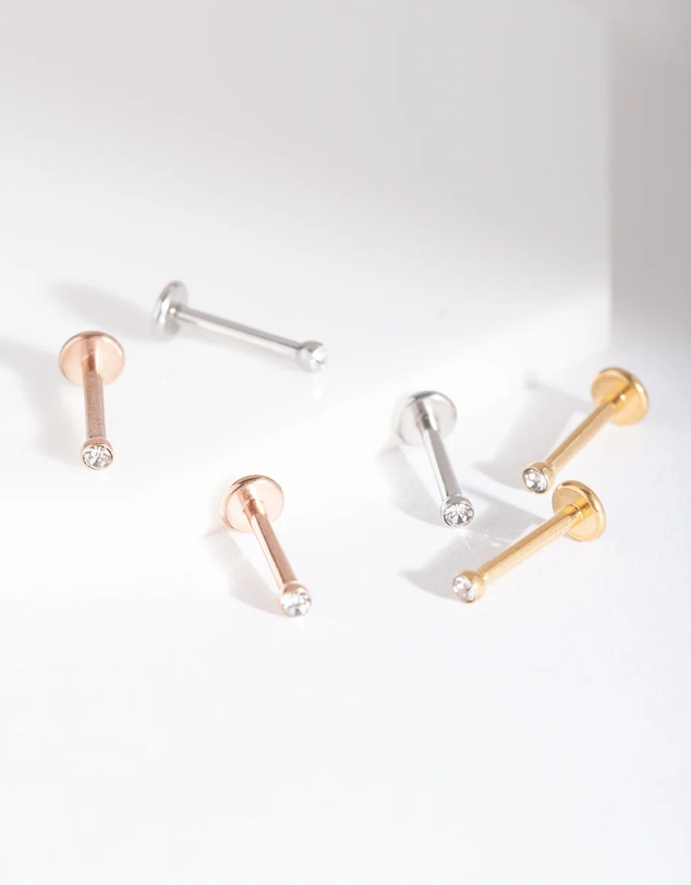 Lovisa - Mixed Metal Surgical Steel Flat Back Earring 6-Pack