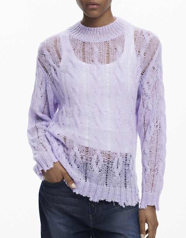 Desigual - Cable-knit sweater with distressed details
