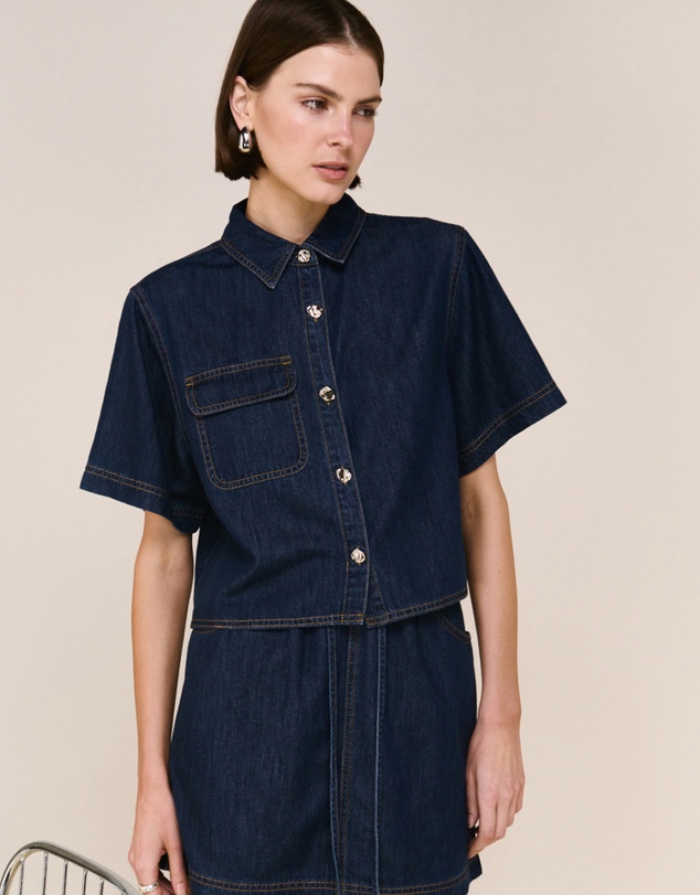 Staple the Label - Lea Crop Denim Shirt