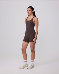 Upstate - Air Sculpt Strappy Sports Tank - Ground Coffee