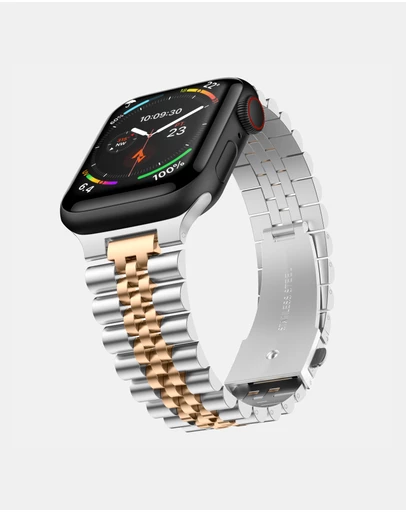 Friendie - Stainless Steel Link Bracelet Band - The Perth - Apple Watch Compatible