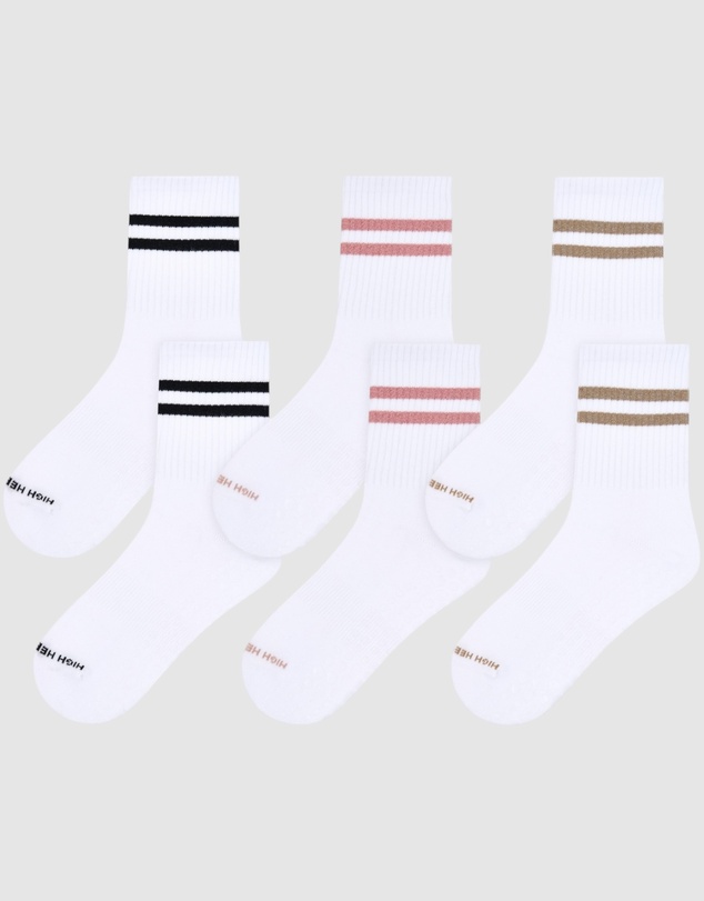 High Heel Jungle - Varsity Pilates Yoga Grip Socks - 3 Pack