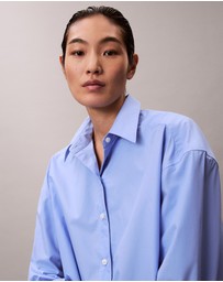 Calvin Klein - Poplin Relaxed Cropped Button-Down Shirt
