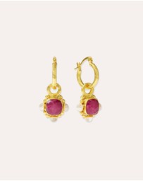 Ottoman Hands - Esther Ruby and Pearl Drop Earrings