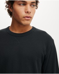 Cotton On - Cropped Fit Textured Long Sleeve T-Shirt