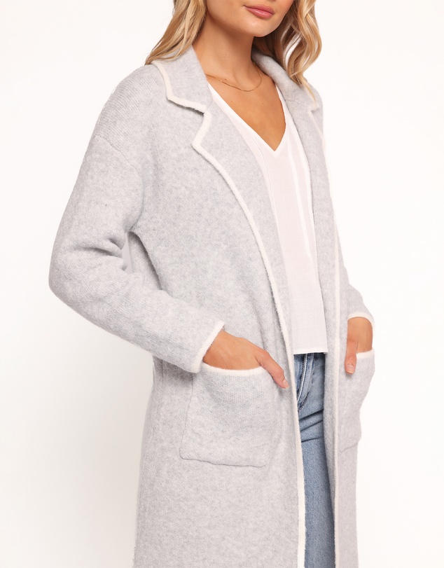 Petal & Pup - Katia Contrast Trim Coatigan - Light Grey