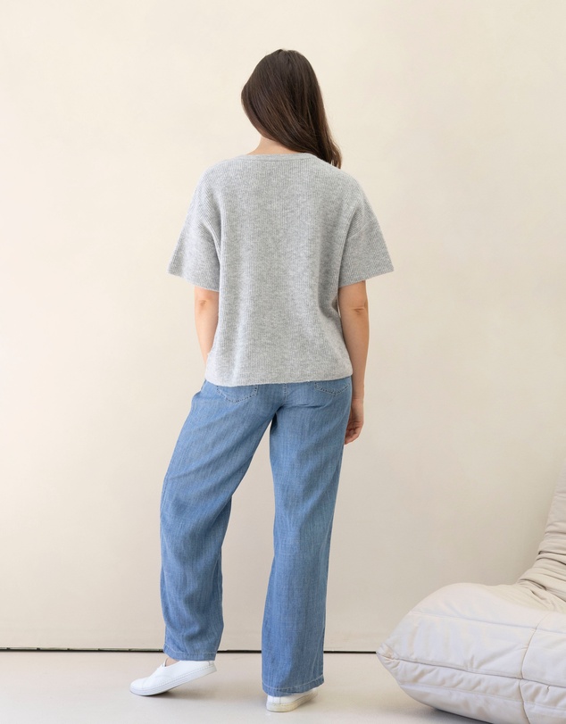 Angel Maternity - Adele Short Sleeve Maternity Knit Cardigan - Marl Grey