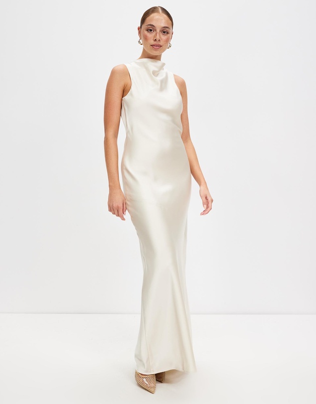 Third Form - Satin Bias Cowl Back Maxi Dress