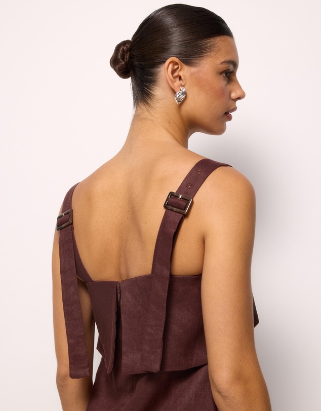 AERE - Nora Buckle Detail Linen Mini Dress