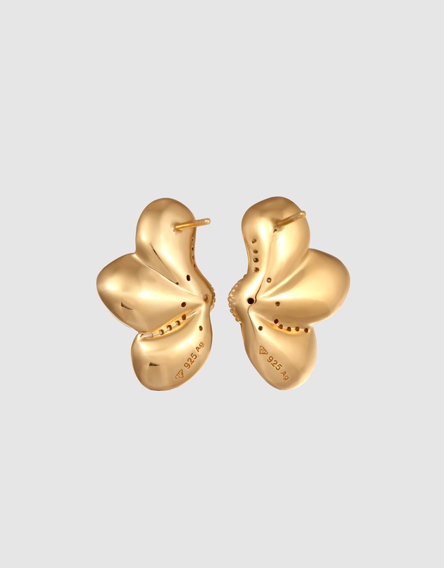 Elli Jewelry - Earrings Stud with Stone Flower Zirconia 925 Sterling Silver Gold-plated