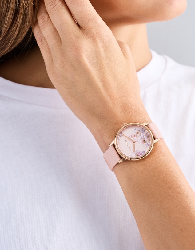 Ted Baker - Phylipa Rose Gold-Tone Printed Pink Leather Watch
