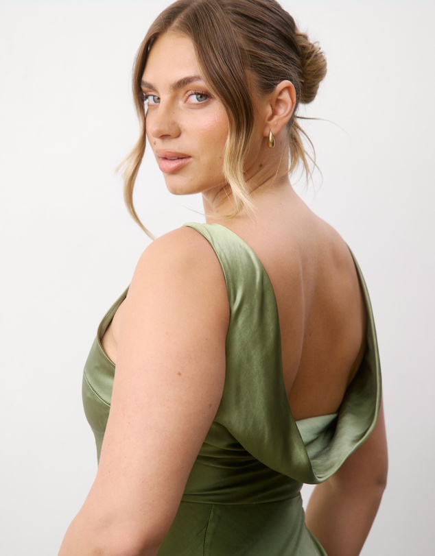 Six Stories - Cowl Back Satin Bridesmaid Dress