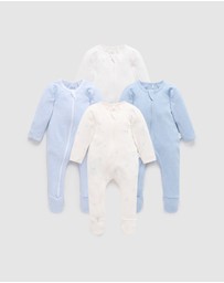 Purebaby - 4 Pack Zip Growsuit -Babies