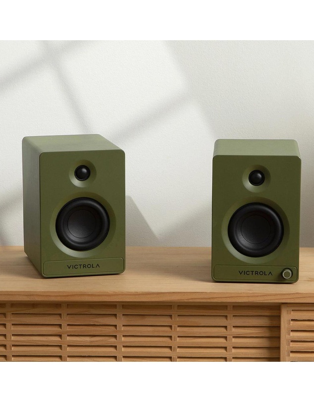 Victrola - Victrola Automatic Turntable + Victrola Tempo Bookshelf Speakers Bundle - Green