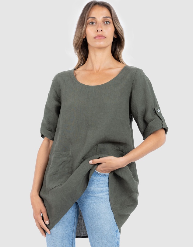 CAMIXA - Federica Linen Tunic Top