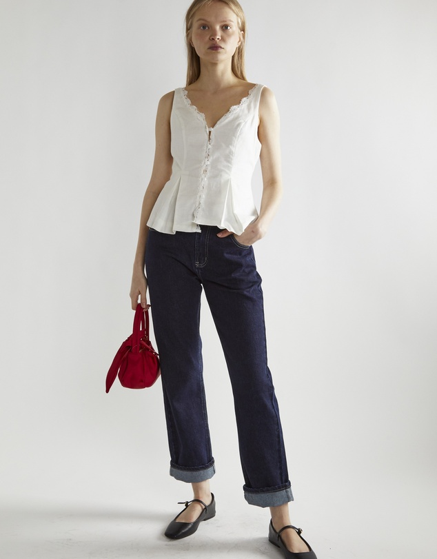 Glamorous - Button through tie back top