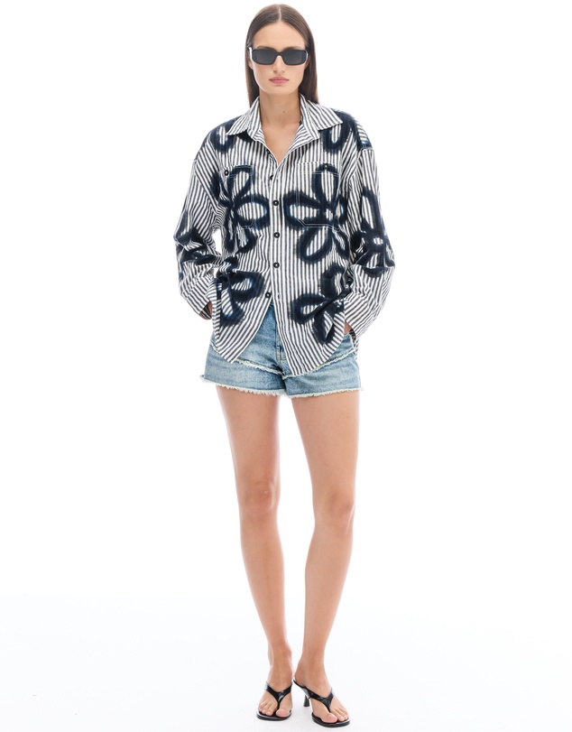 THE TALES - Floral Street Hand Spray Stripe Shirt