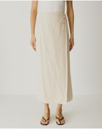 Atmos&Here - Alva Linen Blend Wrap Midi Skirt