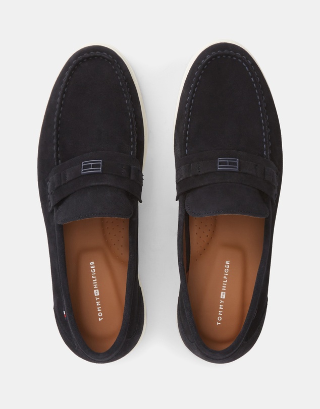 Tommy Hilfiger - Malko Light Suede Flag Hardware Loafers - Men's