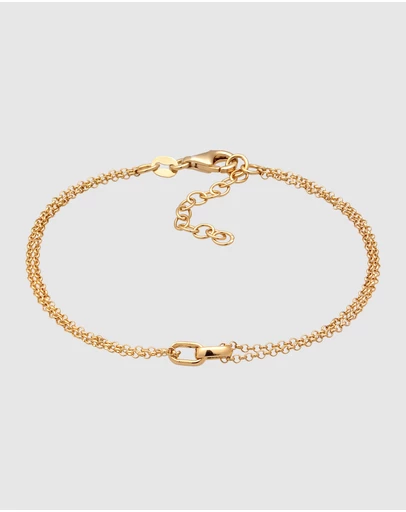 Elli Jewelry - Bracelet Double Chain 925 Sterling Silver Gold-Plated