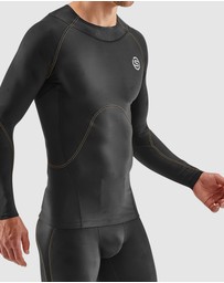 SKINS - SKINS Compression Men's Series-3 Clothing 400 Long Sleeve Top Black/Yellow