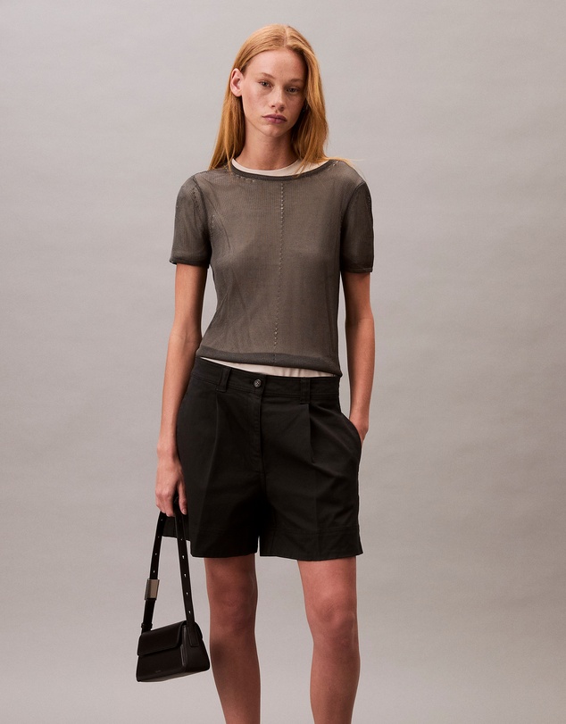Calvin Klein - Cotton Stretch Pleated Shorts