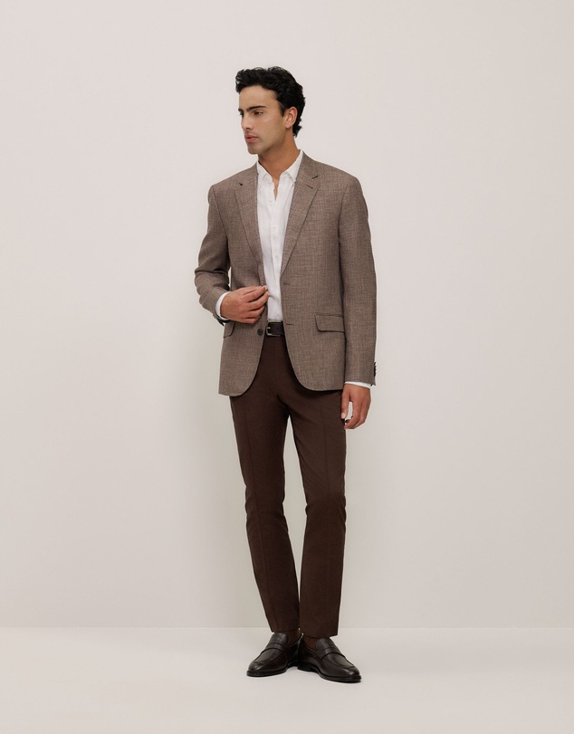 Trenery - Linen Cotton Textured Blazer in Cocoa