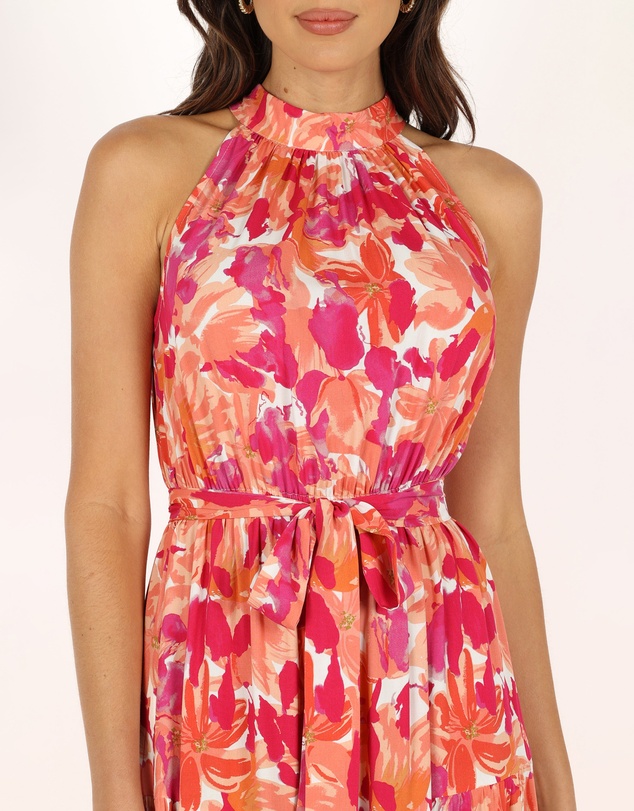 Petal & Pup - Caroline Maxi Halter Dress - Red Orange