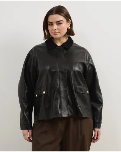 Atmos&Here Curvy - Mabel Leather Look Jacket