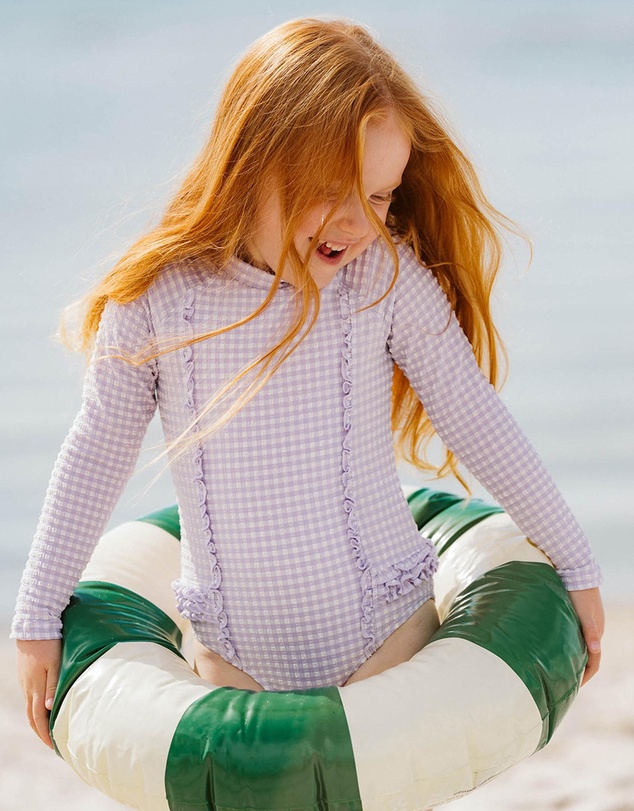 Minihaha - Lilac Gingham LS Sunsuit - Kids-Teens