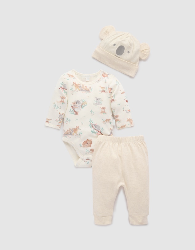 Purebaby - Australiana 3 Piece Gift Pack w Hat