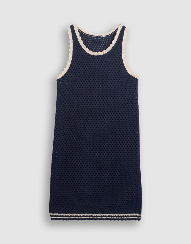 GAP - Sleeveless High Neck Crochet Mini Dress
